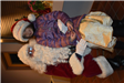 Girl in a Purple Coat and Gold Dress with Santa 2
