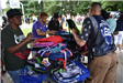 Volunteers at the Backpack Table