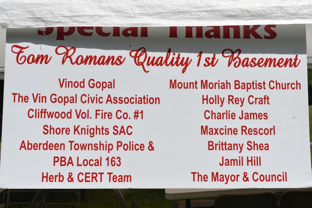 Special Thanks Sign Recognizing Sponsors of the Event