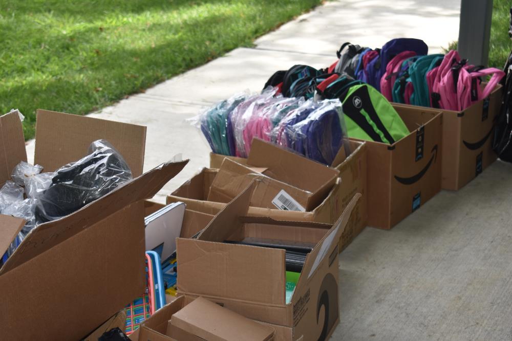Boxes of New Backpacks