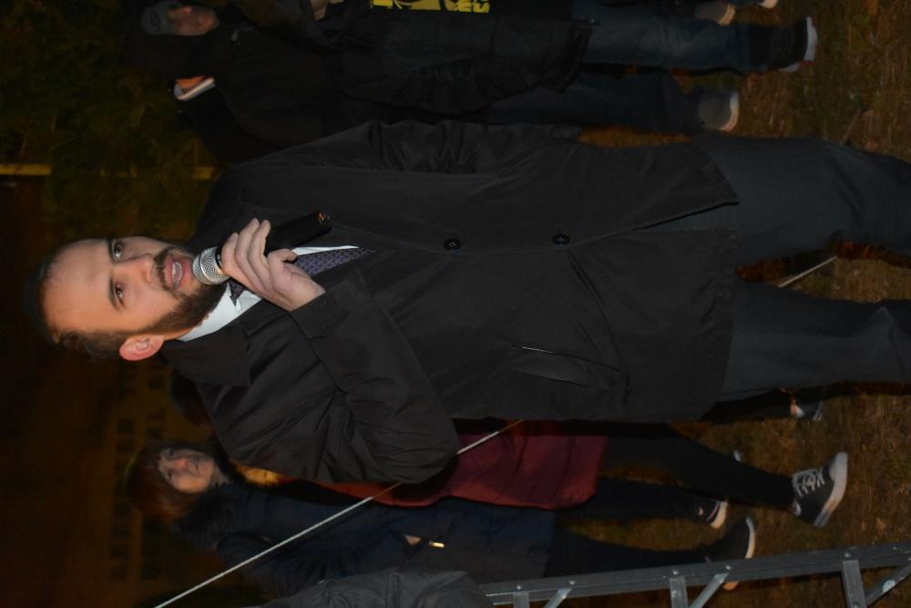 Man Speaking at the Menorah Lighting