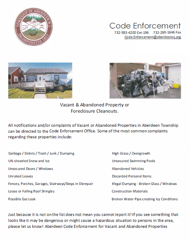Code Enforcement Flyer for Maintenance